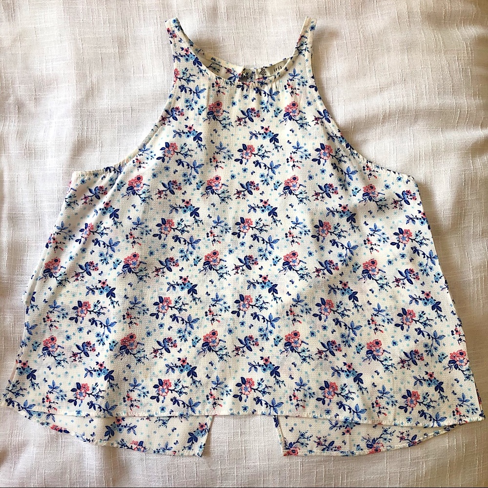 High Neck Floral Flowy Top